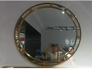 Regency Style Convex Wall Mirror in Gold Stainless Steel, 90 cm – Elegant Luxury Accent