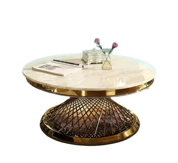Velencia Round Coffee Table – Shiny Gold Finish