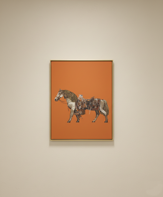 Horse Painting with Orange Background Embroidery Art – 80×120cm