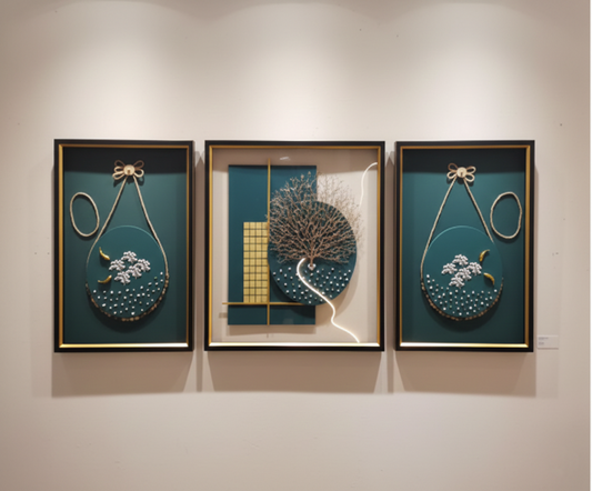 Elegant Trio Wall Art Set – Contemporary Nature-Inspired Paintings