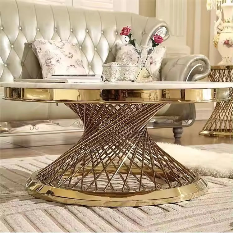 Velencia Round Coffee Table – Shiny Gold Finish