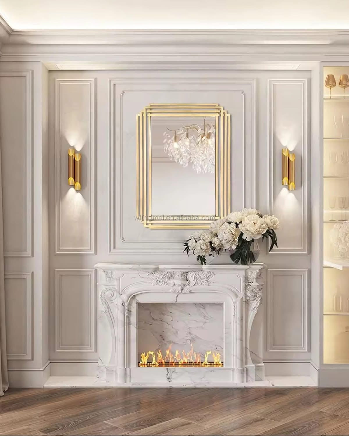 Jose Gold Wall Mirror in Stainless Steel, 110×70 cm – Elegant Modern Design